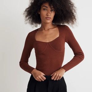 Madewell Signature Knit Sweater Top XS in Stained Mahogany